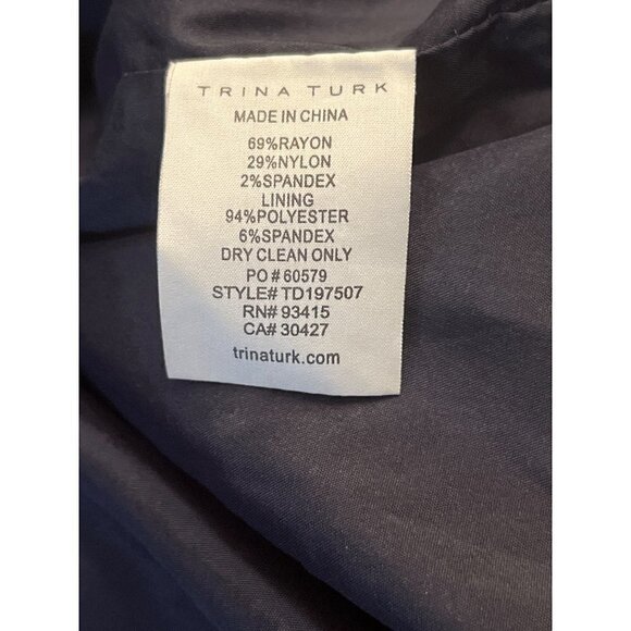 Trina Turk Shriaz Dress in Blue 8 Womens Office Shift - Picture 10 of 12